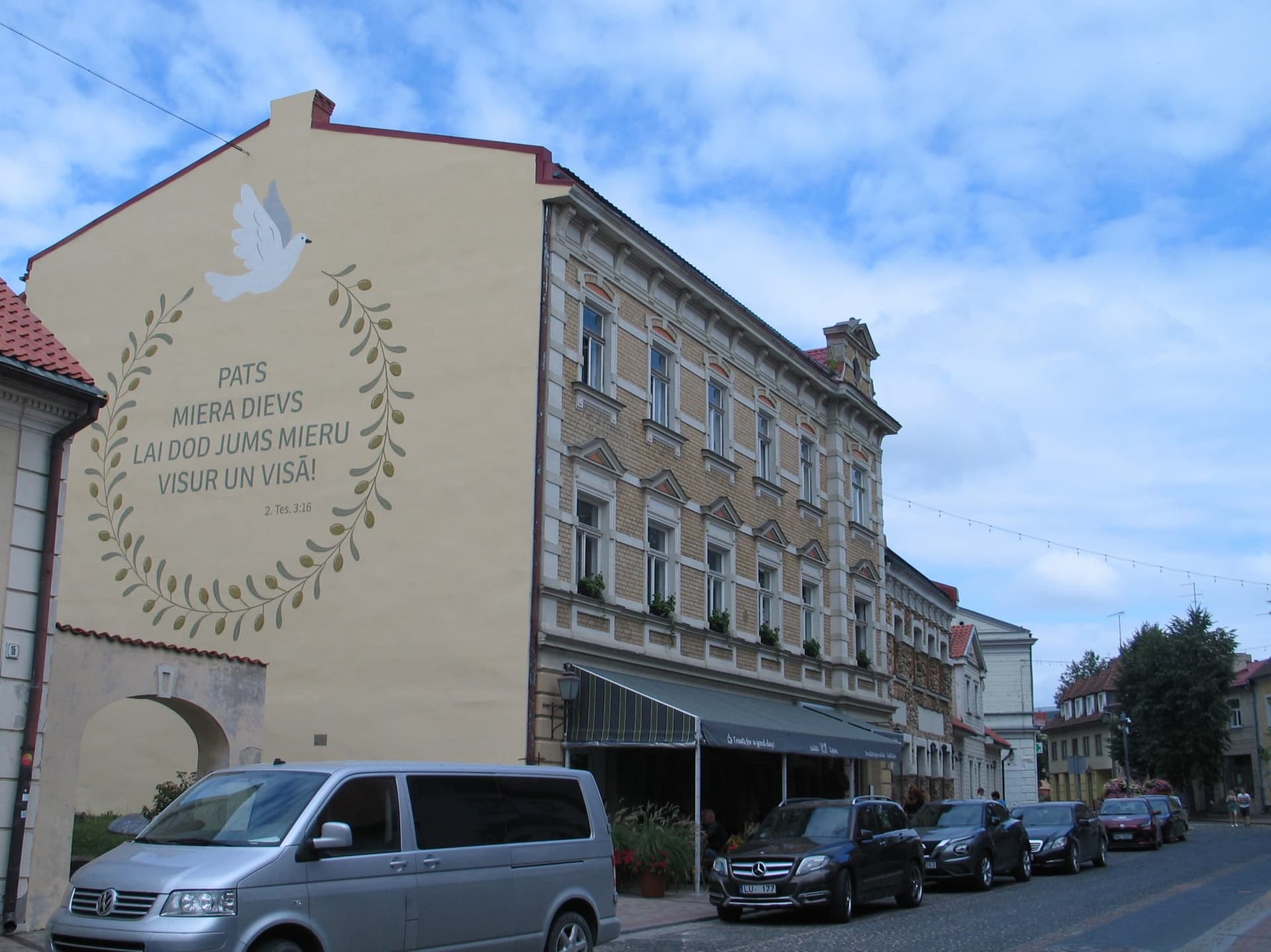 Gable wall banner on Brīvības iela, 8 × 12 m, facing inbound traffic — Centrs, Riga
